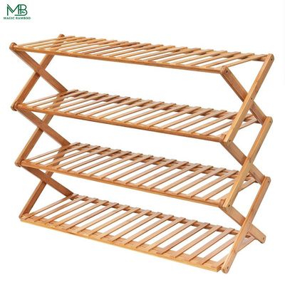 Bamboe hout vouwbare gratis installatie 4 tier schoenenopslagplank