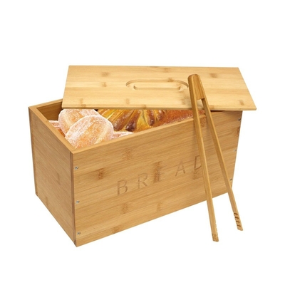 Glanzende afwerking Natuurlijke bamboe brood opslagdoos met brood clips Perfect voor de keuken