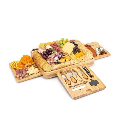 Gepersonaliseerd logo Acceptabel Bamboe Charcuterie Kaasbord Met Verborgen Messer Set 39x33x5cm