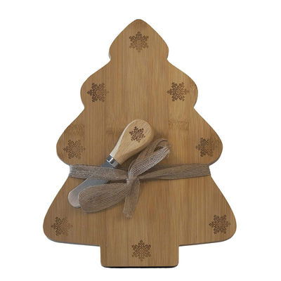 Eco-vriendelijke bamboe kerstboom Charcuterie snijplank met kaasmes
