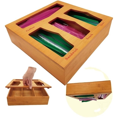 Gemakkelijke bamboe klassieke verzegelde lunchzak dispenser voor natuurlijke opslag dozen Bins