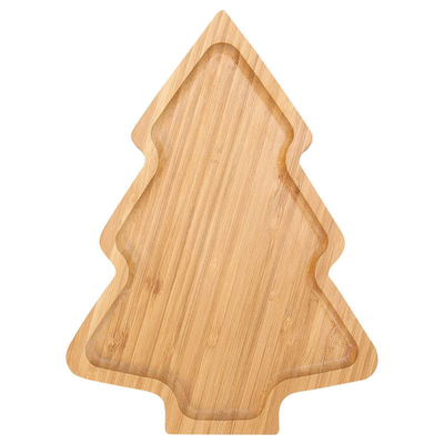 Bamboe houten kerstboomvormige voorgerechtsbak voor het serveren van moderne borden
