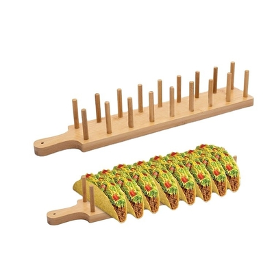 Multifunktioneel Bamboe Burrito Rack 8 Keuken Slot Tortilla Stand Food Serving Tray