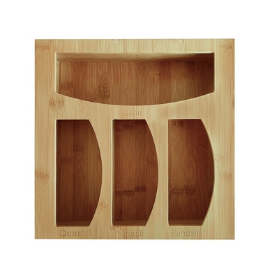 Gepersonaliseerd logo bamboe ziplock zak opslag organisator met 30x30x7.6cm metingen