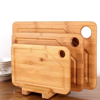 Bamboe Keuken hakblok Hout snijplank met Juice Groove 300x250x10mm Rechthoek
