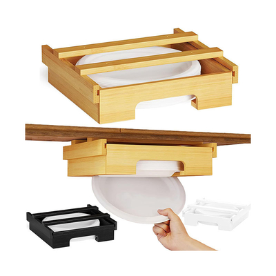 Verstelbare bamboe keukenplank organisator enkelvoudige laag onder kast papier plaat dispenser