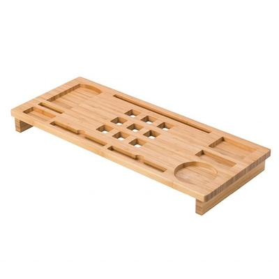 Custom Logo Natuurlijke bamboe computerstand in 60x25x6cm voor modern luxe design