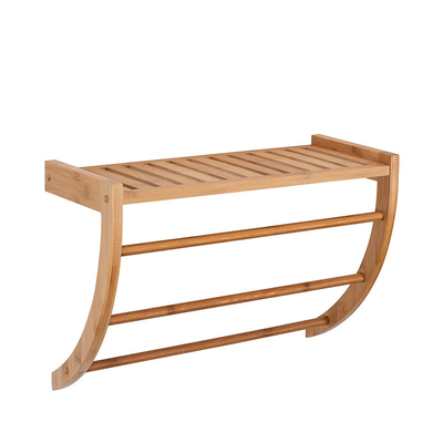 Wandmontage Bamboe handdoekenrek en 3-lagig plank voor badkamer- of ingangsorganisatie