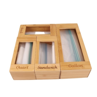 Rectangular Bamboe Ziplock Bag Fresh-Keeping Bag Aluminiumfolie Plastic Wrap Storage Organizer Voor Schuifers Afzonderlijke stijl 4