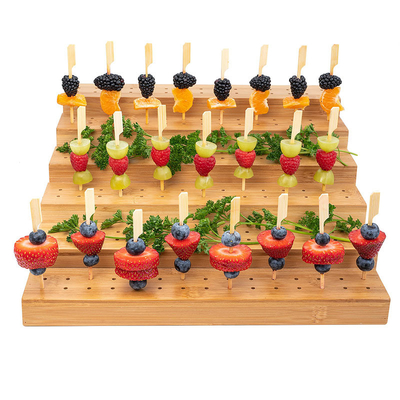 Zes-niveaus Food Stand Bamboe Skewer Holder voor Buffet Cocktail Parties en Catering Events