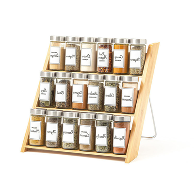 18 Pot Bamboe Spice Organizer Ruimtebesparende oplossing voor toonbank en keukenladen