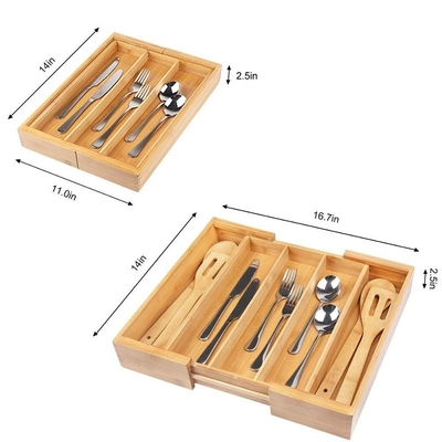 Multifunctionele 5-Grid Bamboo Style PC Storage Box voor tafelgerei 35.6 x 27.9 x 6.4 cm