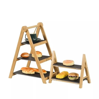 Natuurlijke bamboe display stand voor heerlijke feestcakes en desserts CE / EU gecertificeerd