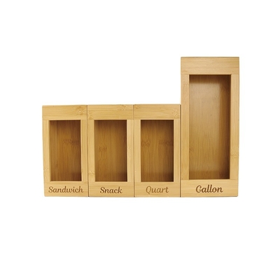 Keukenkast organisator -Made Natural Bamboo Ziplock Baggie Baggie opslag en dispenser