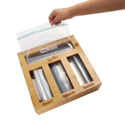 Aluminium voedselcontainer 100% natuurlijk bamboe ziplock zak opslagdoos met deksel