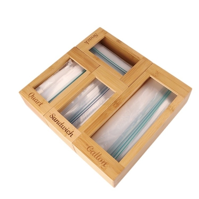 OEM/ODM Acceptabele natuurlijke bamboe-plastic arch opslagdoos met aluminium folie dispenser