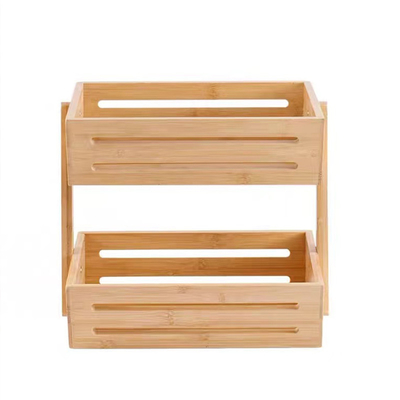 Hoog op maat gemaakte bamboe 2 tier fruit mand voor keuken countertop opslag organisator