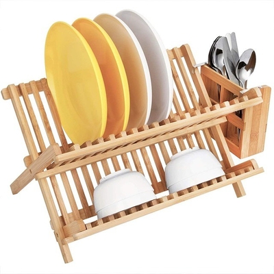 BAMBOO rechthoekige vouwplaten bekers standhouder opvouwbare schotel droogdrainer rek