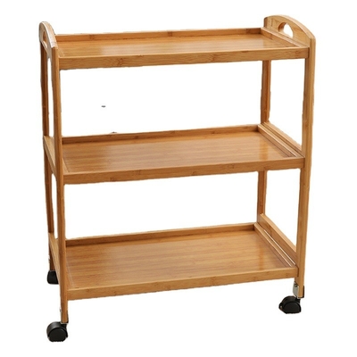 Functioneel ontwerp Bamboe Keukenopslag trolley met 3 afwerking planken en wielen