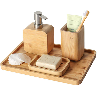 4pcs natuurlijke bamboe badkamer accessoires set voor hotel huis kantoor toilet