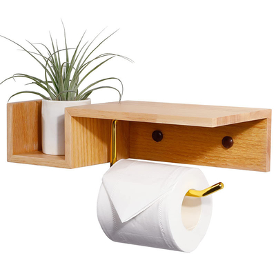 Duurzame muur bamboe toiletpapier opslaghouder met plank