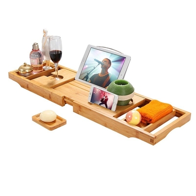 ODM Uitbreidbare Bad Caddy Bamboe Hout Badbad Tray Eco Friendly
