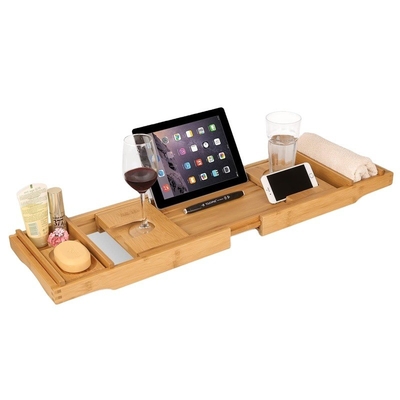 Uitbreidbare bamboe badkuip Caddy Tray aangepast 108.5x22.5x4.5cm