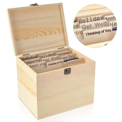 Moderne BAMBOO-groetekaart organisator doos met splitsers en deksel stijlvol ontwerp