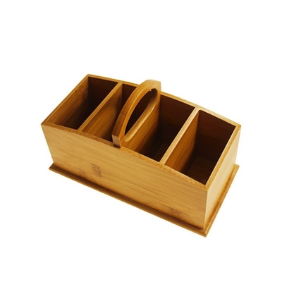 Aangepaste grootte Acceptabel Bamboe Desktop Organisator Station Box Storage Holder met handvat