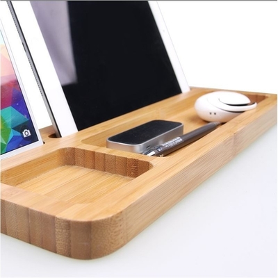 Natuurlijke Draagbare Bamboe Laptop Desktop Telefoonhouder Stand Docking Station