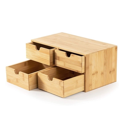 4 Zorgvuldige doos 2 Tier Desk Organisator Bamboe kast met laden en budget-vriendelijk