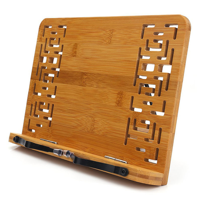 Rectangular Natural Bamboo Book Stand Tablet Holder met retro holle uitstraling