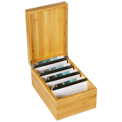 Professionele bamboe bureaublad visitekaarthouder met indexkaarten GLOSSY