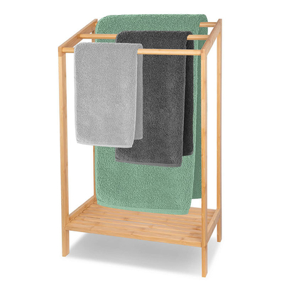 Gepersonaliseerde kleur 3 tier vrijstaande bamboe handdoekhouder voor badkamer