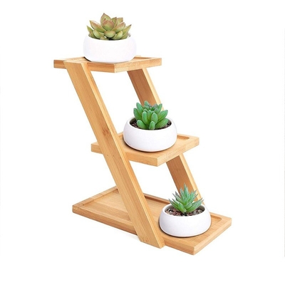 Natuurlijke bamboe plant rek bloemhouder display plank 3 tier