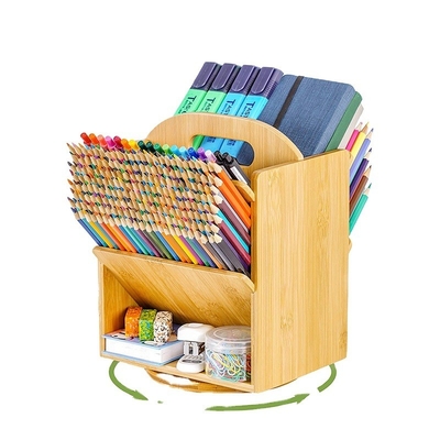 Staand type 6 compartimenten Bamboes bureau opslagstel voor documenten en kantoorbenodigdheden