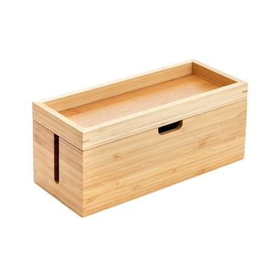 Handige bamboe opslagdoos met deksel voor nette opslag van kabels 1-2 kg 31.8x12.2x10 cm