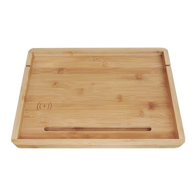 Duurzame bamboe-bedruimte met tablethouder voor mobiele telefoons 38x26x2,5 cm ontwerp