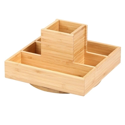 Bamboe Multifunktioneel Draaiende Penhouder voor Desk Art Supply Organizer 18x18x11.5cm