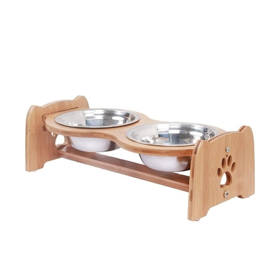 Custom Bamboo PET Feeder Cervical Spine voor Kattenhond 13x19.5x40.6cm