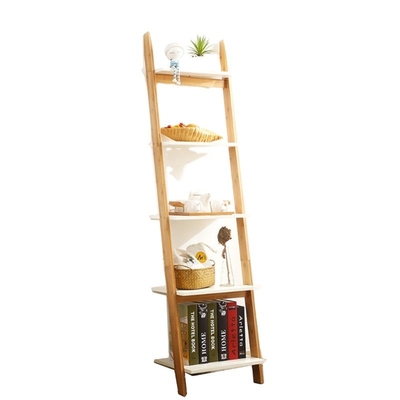 5 Tier Wand Leunende Bamboe Ladder Plank Badkamer Boekenplank Opberging